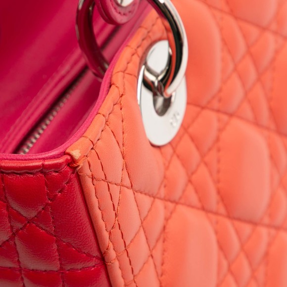 Pre-Loved Dior Medium Bicolor Lambskin Cannage Lady Dior - Picture 10 of 12